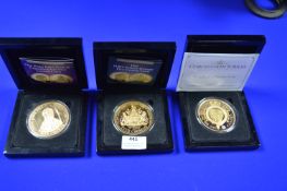Three Commemorative Five Crown Coins