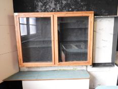 Oak Framed Glazed Display Cabinet Enclosed by Double Doors with Shelves
