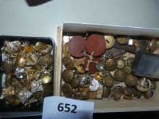 Box of Buttons, Pips, Dog Tags, etc.