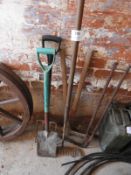 Two Pickaxes, Rake, Fork & Spade