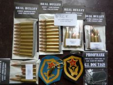Mixed Lot of Souvenir Inert Bullets, Keyring, Badges and Dog Tags