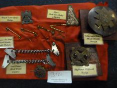 Johnstone Collection: Small Quantity of Scottish Regimental Badges, Spat Chains, and Tie Pins