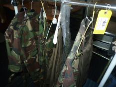 Clothes Rail of DPM Shirts and Trousers, and Lightweight Green Trousers