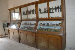 Large Glazed Oak Display Cabinet over Panel Door Cupboards