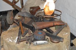 Display Containing Assorted Rifle and Gun Parts, Knife Sharpener, etc.