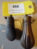 Two Antique Pistol Shot Flasks