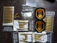 Mixed Lot of Souvenir Inert Bullets, Keyring, Badges and Dog Tags