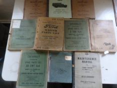 Ten WWII Military Vehicle Parts and Maintenance Manuals and Pamphlets