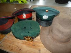 Slouch Hat, Two British Caps, West German Cap and Dutch Commando Beret (AF)