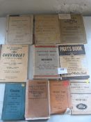 Ten WWII Military Vehicle Parts and Maintenance Manuals and Pamphlets