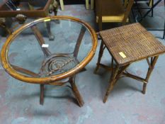 Glass Topped Bamboo Side Table and a Small Conserv