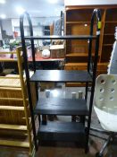 Metal Framed Book Case with Four Black Ash Shelves