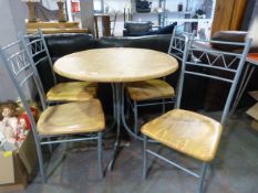 Round Metal Framed Single Pedestal Table with Wood