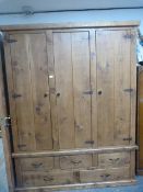 Reclaimed Pine Three Door Wardrobe with Three over