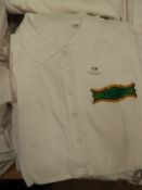 *10 White Polo Shirts with Embroidered Motifs (Various Sizes)
