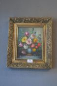 Signed Gilt Framed Oil on Canvas - Still Life Flow