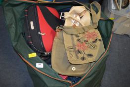 Vintage Cool Box, Wooden Tray, and Contents