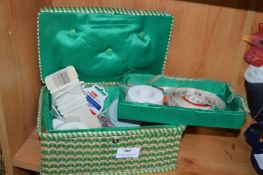 Vintage Woven Sewing Basket and Contents