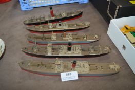 Five Hand Carved Wooden Ship Identification Vessel