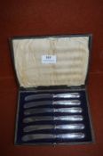 Cased Set of Hallmarked Sterling Silver Fruit Kniv