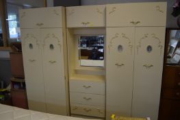 Cream & Gilt Three Piece Bedroom Unit; Two Single