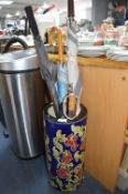 Oriental Umbrella Stand and Five Umbrellas