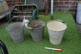 Three Small Metal Flower Buckets