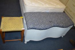 White Painted Lloyd Loom Style Ottoman and Seagras