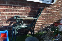 Pair of Green Painted Cast Iron Garden Bench Ends