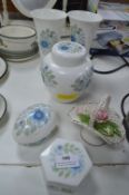Wedgwood Clementine Pattern Vases, Lidded Jar, Tri