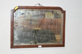 Inlaid Mahogany Beveled Edge Over Mantel Mirror