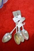 Five Hallmarked Sterling Silver Teaspoon Engraved