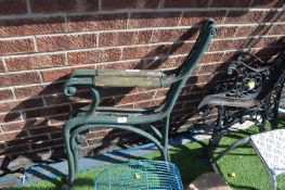 Pair of Green Painted Cast Iron Garden Bench Ends