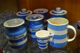T.G Green Cornishware Storage Jars plus a Jug (AF)