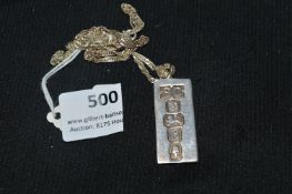 Hallmarked Sterling Silver Ingot and Chain ~19g