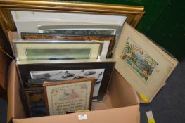 Box of Framed Pictures and Prints