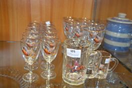 Pheasant Drinking Glasses and a Hunting Tankard