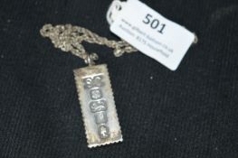 Hallmarked Sterling Silver Ingot and Chain ~33g