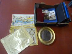 Box of Maps, Mirror, Books, Ring Binders, etc.