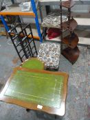 Magazine Table, Round Side Table, Floral Footstool