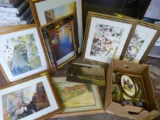 Oil on Board, Amateur Watercolours, Prints and Box