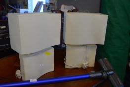 Pair of Cream Pottery Lamps