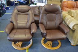 Pair of Reclining Swivel Armchairs
