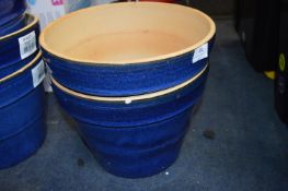 *30cm Blue Ceramic Plant Pot 2pk