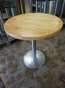 * Single Pedestal Wooden Topped Table 77cm tall ~76cm diameter (No fittings)