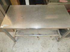 * St Steel Prep bench, very clean condition.(1220Wx755Hx615D)