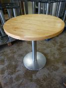 * Single Pedestal Wooden Topped Table 77cm tall ~76cm diameter (No fittings)