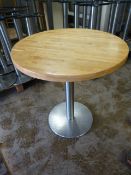 * Single Pedestal Wooden Topped Table 77cm tall ~76cm diameter (No fittings)