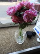 *Large Glass Vase with Artificial Flowers