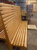 * Wooden tall back bench ideal for takeaways. 2265w x 650d x 1500h